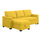 Elliot 84 Inch Sleeper Sectional Sofa with Storage Chaise, Yellow Fabric By Casagear Home