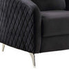 Hida 2 Piece Sofa and Loveseat Set Diamond Stitching Smooth Black Velvet By Casagear Home BM286611