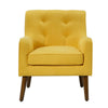 Kina 28 Inch Accent Chair Yellow Fabric Button Tufted Angled Wood Legs By Casagear Home BM286641