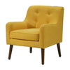 Kina 28 Inch Accent Chair, Yellow Fabric, Button Tufted, Angled Wood Legs By Casagear Home