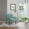 Kina 28 Inch Accent Chair Teal Fabric Button Tufted Angled Wood Legs By Casagear Home BM286656