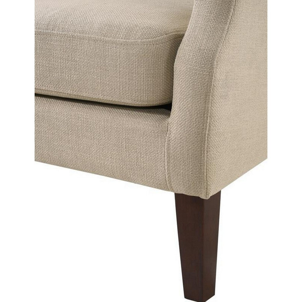 Keva 31 Inch Accent Chair Deep Button Tufted Wingback Soft Beige Fabric By Casagear Home BM286659