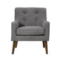 Kina 28 Inch Accent Chair Gray Fabric Button Tufted Angled Wood Legs By Casagear Home BM286665