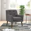 Kina 28 Inch Accent Chair Gray Fabric Button Tufted Angled Wood Legs By Casagear Home BM286665