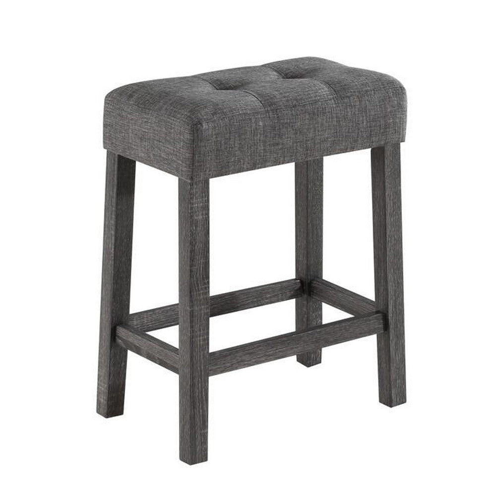 Elva 4 Piece Counter Height Table Set Deep Tufted Stools Smooth Gray By Casagear Home BM286677