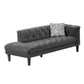 Aki 77 Inch Chaise Lounger with Pillow, Deep Button Tufted, Gray Velvet By Casagear Home