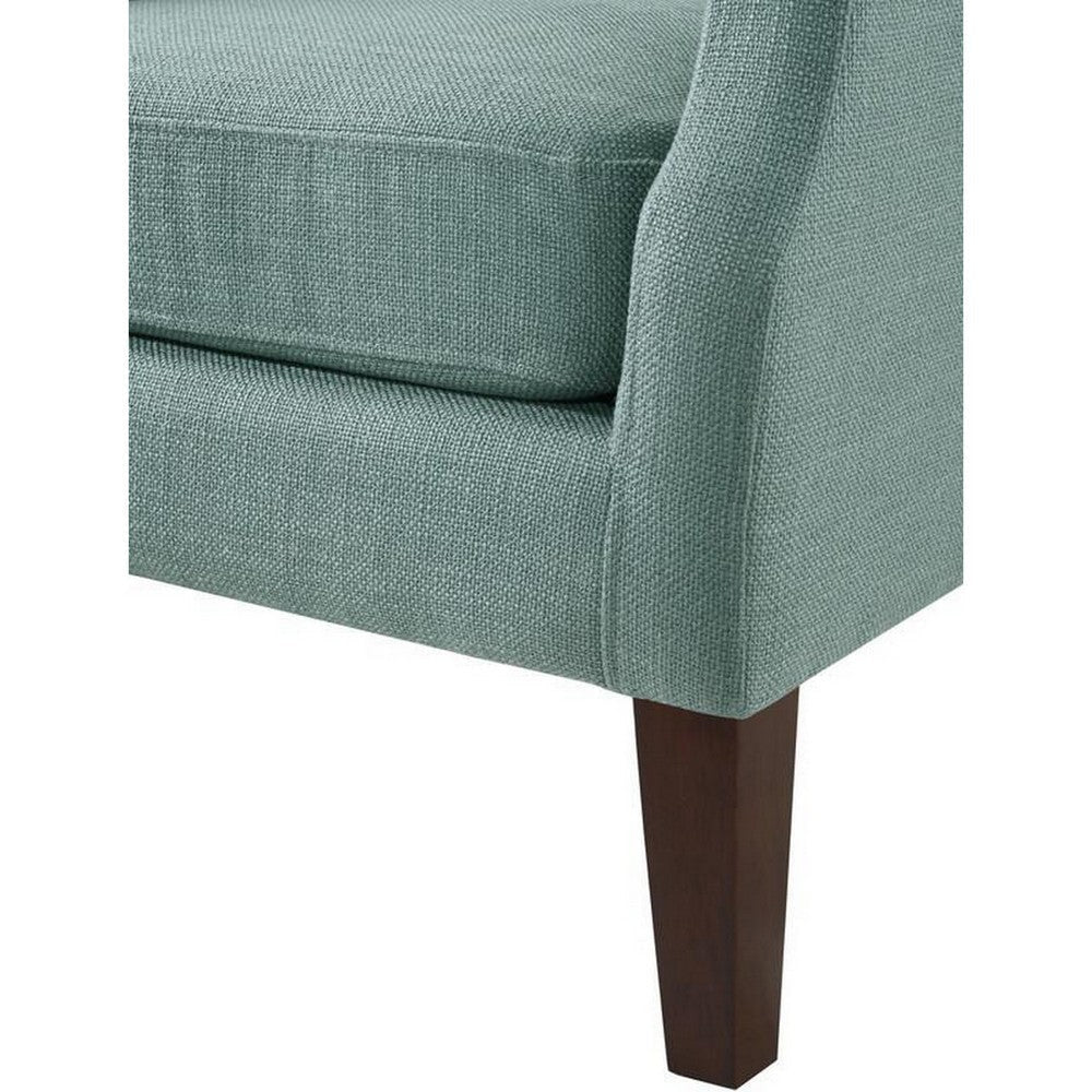 Keva 31 Inch Accent Chair Deep Button Tufted Wingback Soft Teal Fabric By Casagear Home BM286684