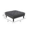 Aki 44 Inch Modern Wood Ottoman Deep Button Tufted Gray Velvet Fabric By Casagear Home BM286686