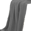 Nick 50 x 70 Soft Throw Blanket Acrylic Knit Pom Pom Accents Stone Gray By Casagear Home BM287530