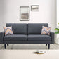 Gala Sofa, Smooth Dark Gray Linen Fabric, 2 Pillows, Black Solid Wood Frame By Casagear Home