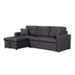 82 Inch Reversible Sleeper Sectional Sofa with Storage Chaise, Dark Gray By Casagear Home