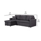 82 Inch Reversible Sleeper Sectional Sofa with Storage Chaise Dark Gray By Casagear Home BM287605