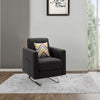 Lewa 34 inch Modern Accent Armchair, Silver Metal Legs, Tufted, Dark Gray By Casagear Home