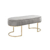 41 Inch Set of 2 Accent Benches with Vertical Channel Tufting Gray Velvet By Casagear Home BM287683