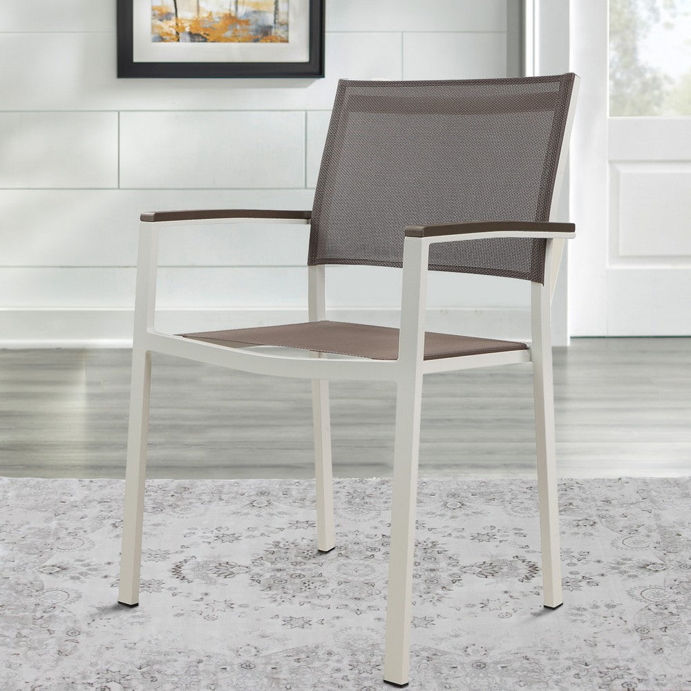 Fifi 21 Inch Set of 6 Dining Chairs Aluminum Frame Gray Textilene Fabric By Casagear Home BM287791