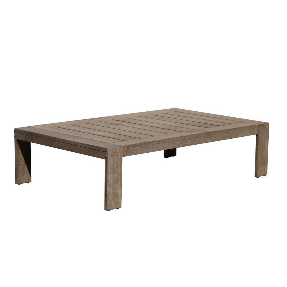 Neji 51 Inch Coffee Table, Burnt Brown Acacia Wood Frame, Plank Surface By Casagear Home