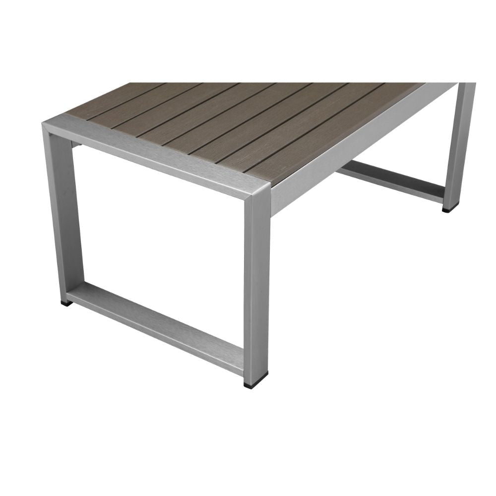 Kili 35 Inch Coffee Table Polyresin Surface White Gray Aluminum Frame By Casagear Home BM287844