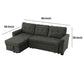 Elliot 84 Inch Sleeper Sectional Sofa with Storage Chaise Dark Gray Fabric By Casagear Home BM287858