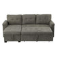 Elliot 84 Inch Sleeper Sectional Sofa with Storage Chaise Soft Gray Fabric By Casagear Home BM287859