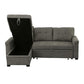 Elliot 84 Inch Sleeper Sectional Sofa with Storage Chaise Soft Gray Fabric By Casagear Home BM287859