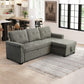 Elliot 84 Inch Sleeper Sectional Sofa with Storage Chaise Soft Gray Fabric By Casagear Home BM287859