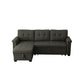 Ruben 84 Inch Reversible Sleeper Sectional Sofa, Storage Chaise, Dark Gray By Casagear Home