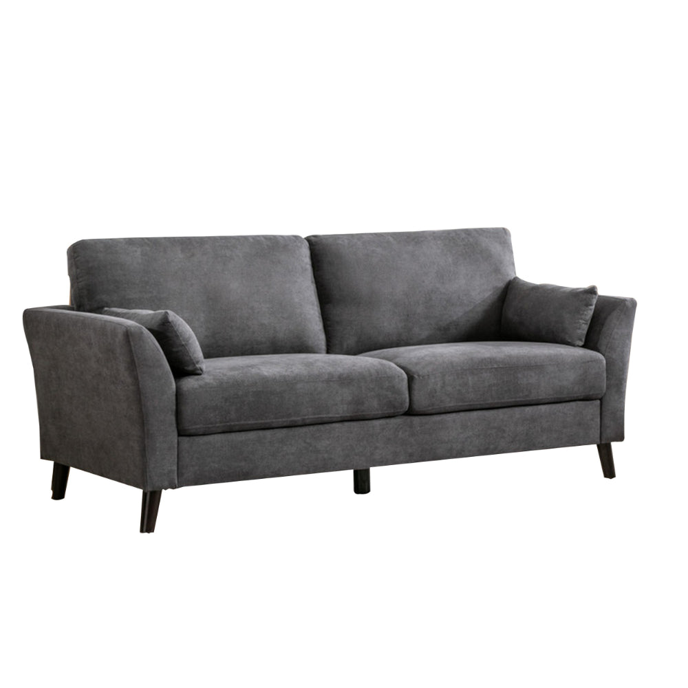 Otto 77 Inch Sofa, Throw Pillows, Padded Cushions, Dark Gray Velvet Fabric By Casagear Home