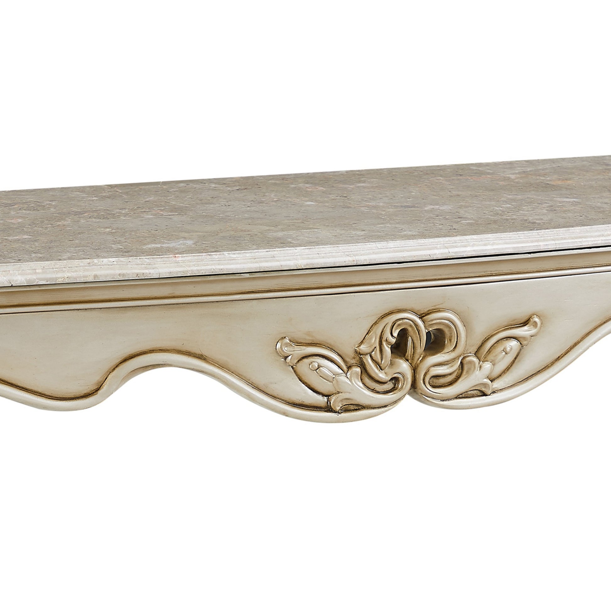 Joss 58 Inch Console Table Genuine Marble Top Antique White Champagne By Casagear Home BM288001