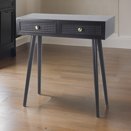 Finely 30 Inch Modern Accent Console Table with 2 Drawers Midnight Black By Casagear Home BM288086