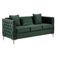 Joel Modern 2 Piece Sofa and Loveseat Living Room Set Tufted Green Velvet By Casagear Home BM293144