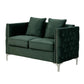 Joel Modern 2 Piece Sofa and Loveseat Living Room Set Tufted Green Velvet By Casagear Home BM293144