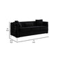 Joel 73 Inch Modern Sofa with 3 Pillows Tufted Black Velvet Silver Legs By Casagear Home BM293149