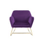 Zoey 30 Inch Modern Accent Chair with Gold Metal Frame and Purple Velvet By Casagear Home BM293184