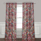 Burges 84 Inch Window Panel Curtain Red and Pink Reed Print Rod Pockets By Casagear Home BM293190