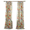 84 Inch Window Panel Curtain, Red and Blue Flowers, Polyester, Back Ties By Casagear Home