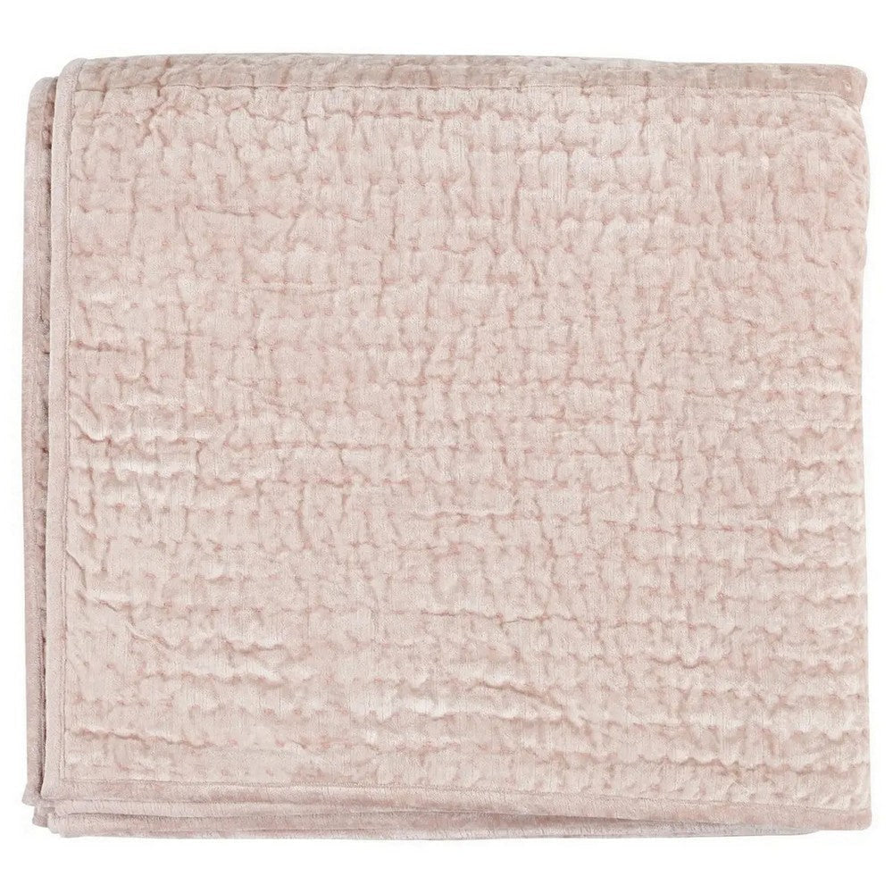 Lipa 92 x 96 Classic Handmade Queen Quilt with Polyfill and Cotton, Pink By Casagear Home