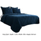 Hara Hand Quilted King Size Flax Linen Quilt with Polyester Fill Dark Blue By Casagear Home BM293222