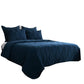 Hara Hand Quilted King Size Flax Linen Quilt with Polyester Fill, Dark Blue By Casagear Home