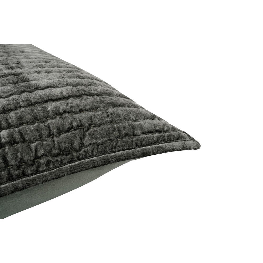 Lipa 20 x 26 Hand Stitched Standard Pillow Sham Velvet Quilted Green By Casagear Home BM293233