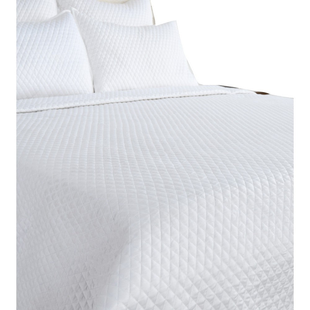 Kahn Hand Stitched Sateen King Quilt Cotton Fill Mitered Corners White By Casagear Home BM293236