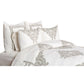 Lenz Queen Size Cotton Duvet Cover with Hand Stitched Damask Embroidery, Ivory By Casagear Home