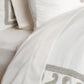 Lenz King Size Cotton Duvet Cover with Hand Stitched Damask Embroidery Ivory By Casagear Home BM293241