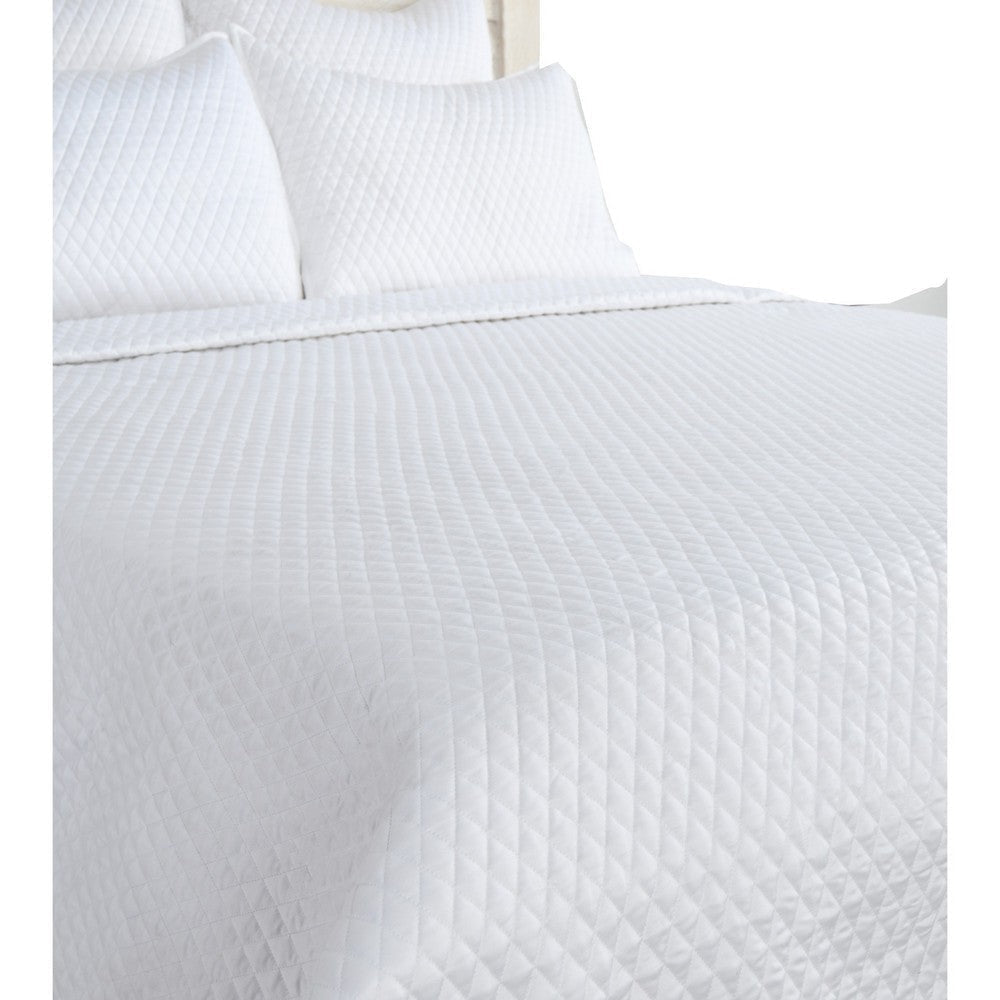 Kahn Hand Quilted Lumbar King Size Pillow Sham Self Binding Matte White By Casagear Home BM293256