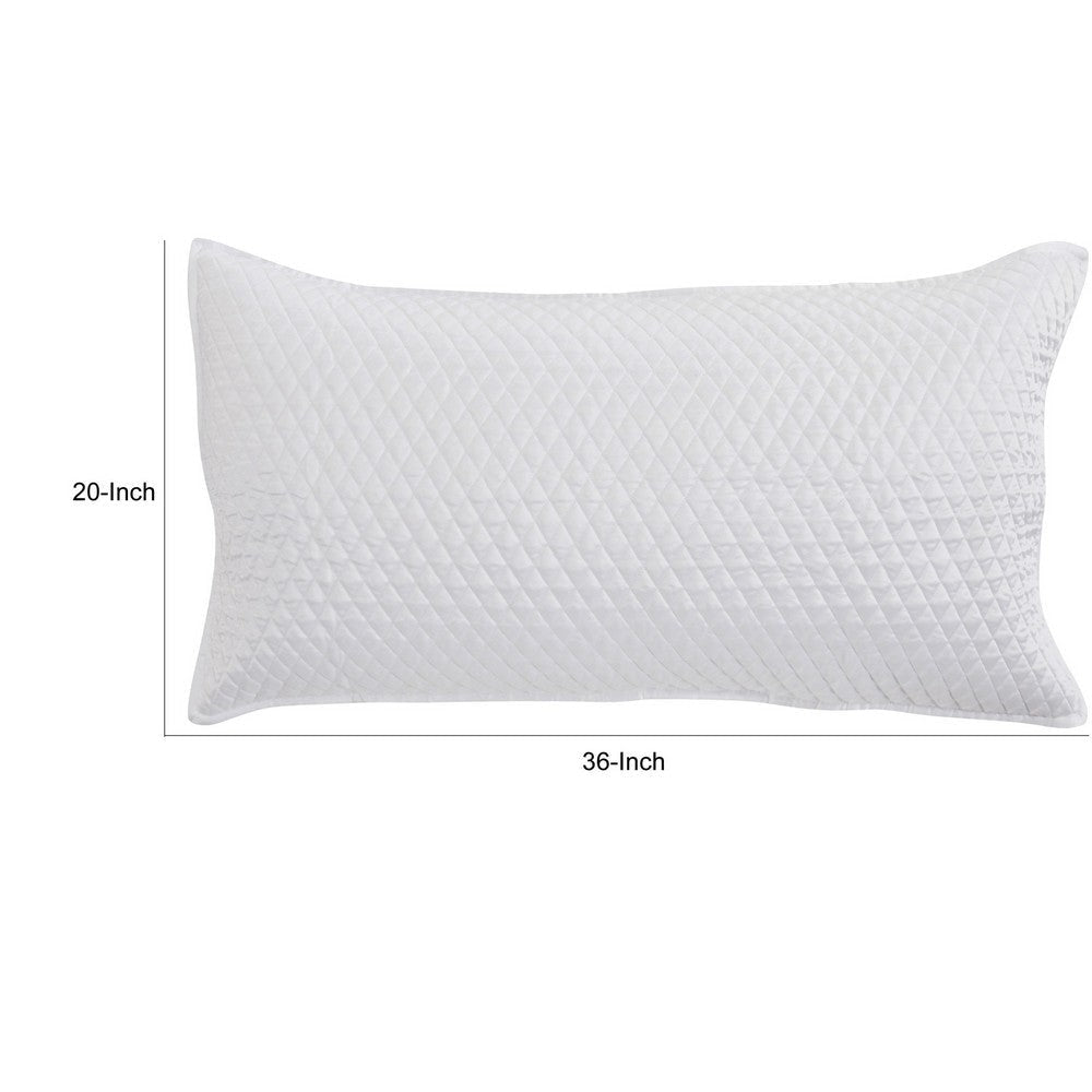 Kahn Hand Quilted Lumbar King Size Pillow Sham Self Binding Matte White By Casagear Home BM293256