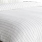 Tara Queen Size Linen Duvet Cover Stripe Design and Mitered Corners Ivory By Casagear Home BM293259