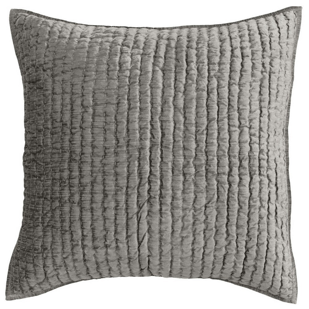 Lipa 26 Inch Square Hand Stitched Euro Pillow Sham, Rayon Velvet Sage Green By Casagear Home