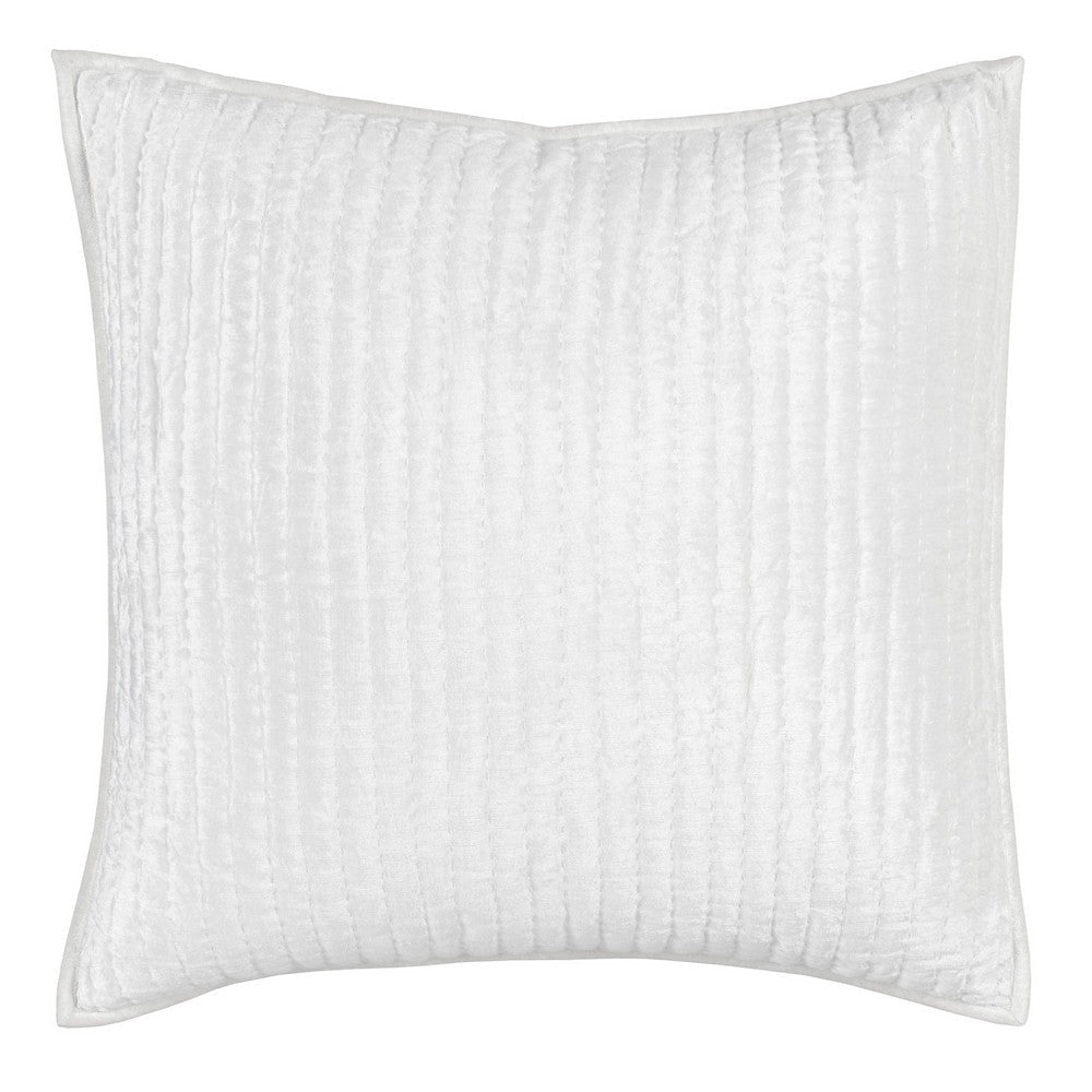 Lipa 26 Inch Square Classic Handmade Euro Pillow Sham, Rayon Velvet, Ivory By Casagear Home