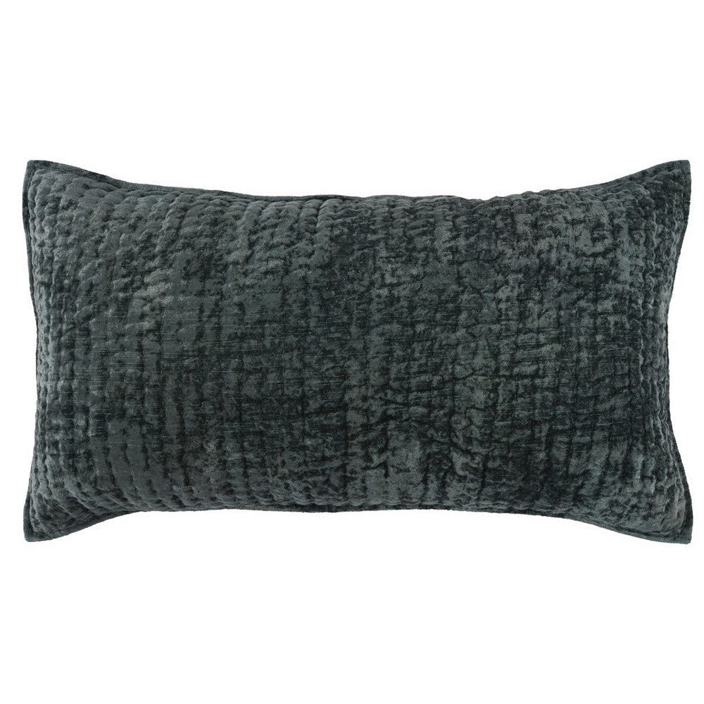 Lipa 20 x 36 Handmade Lumbar King Pillow Sham with Rayon Velvet, Bay Green By Casagear Home