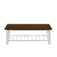 Viki 47 Inch Coffee Table Crossbar Slatted Open Shelf White and Brown By Casagear Home BM293315