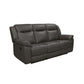 Tio 80 Inch Sofa, Gray Real Leather, Manual Recliner Back, Pocket Coils By Casagear Home